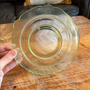 Green Depression Glass Salad Plate - Elegant Embossed Design